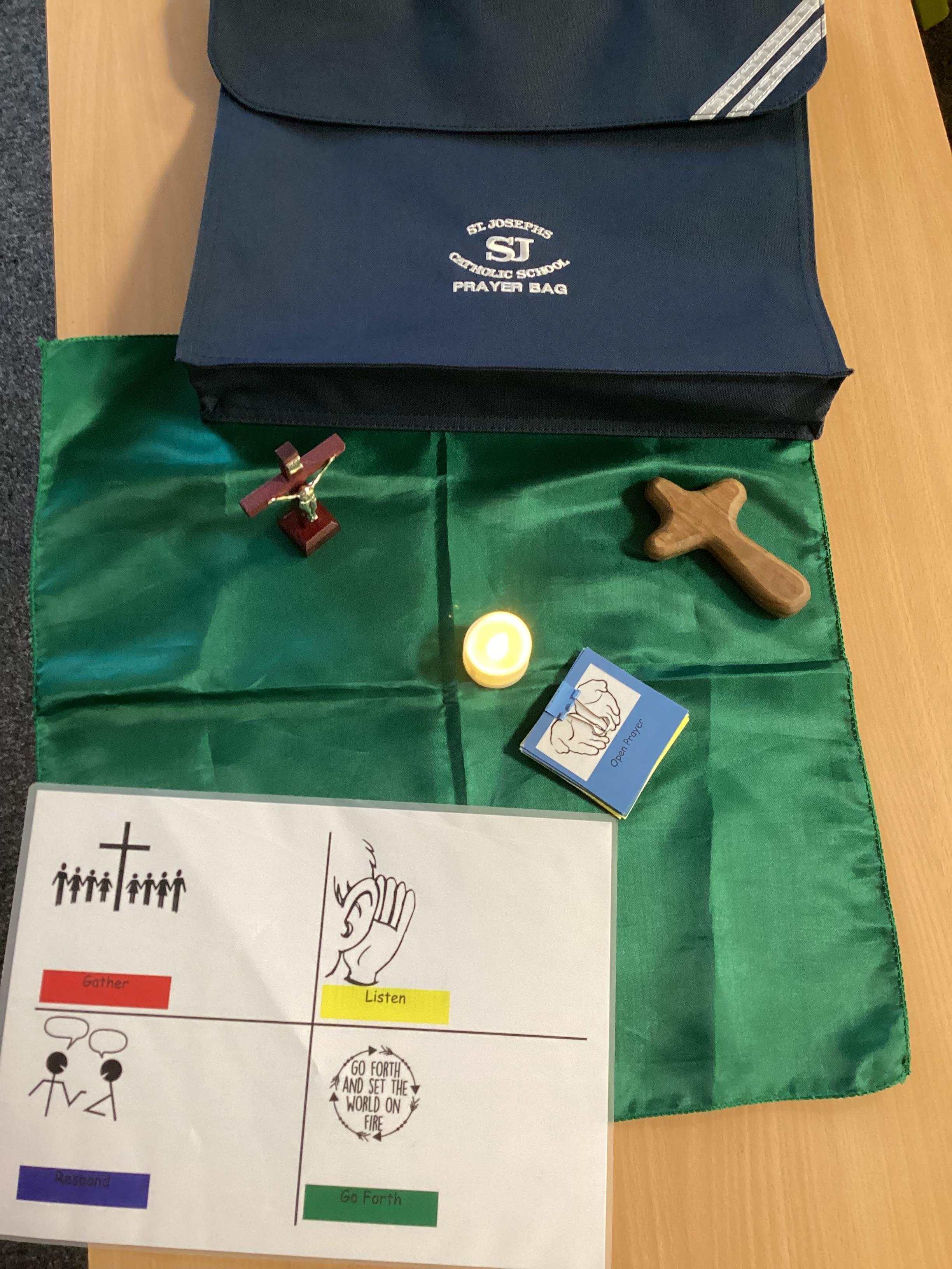 Each year group has a prayer bag to take home. 